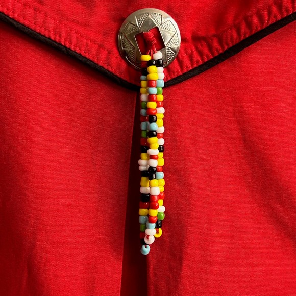 Baxter and Wells Red Embroidered Bead Embellished Western Shirt Women's Size L - Picture 10 of 13